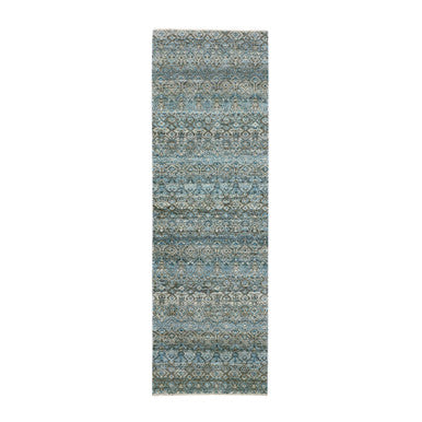 Modern and Contemporary Wool Hand Knotted Rug Blue No Border 2.6X8.0 -O076008