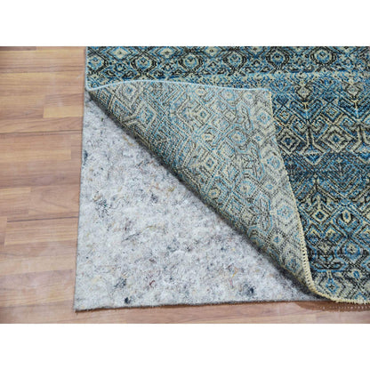 Modern and Contemporary Wool Hand Knotted Rug Blue No Border 2.6X8.0 -O076008