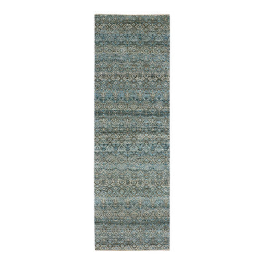 Modern and Contemporary Wool Hand Knotted Rug Blue No Border 2.6X8.0 -O076009