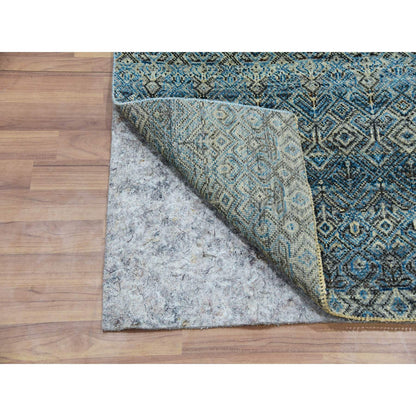 Modern and Contemporary Wool Hand Knotted Rug Blue No Border 2.6X8.0 -O076009