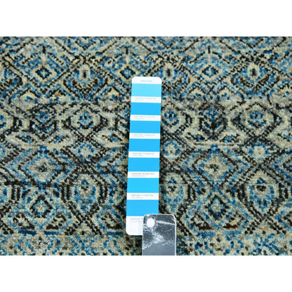 Modern and Contemporary Wool Hand Knotted Rug Blue No Border 2.6X8.0 -O076009