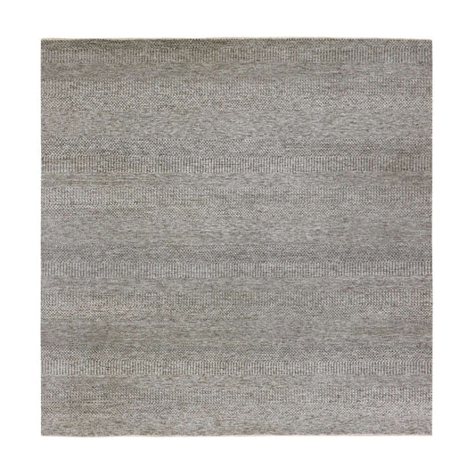Modern and Contemporary Wool Hand Knotted Rug Grey No Border 8.0X8.0 -O076010