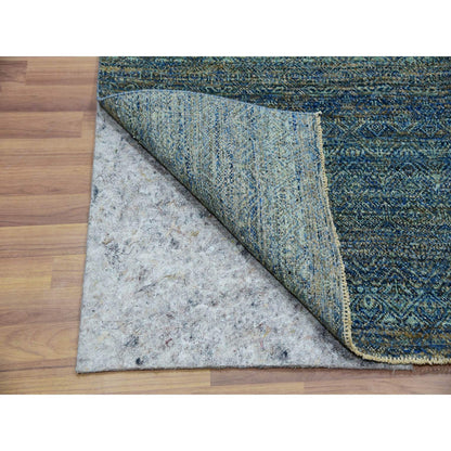 Modern and Contemporary Wool Hand Knotted Rug Green No Border 6.0X9.0 -O076013