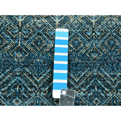 Modern and Contemporary Wool Hand Knotted Rug Blue No Border 2.8X8.1 -O076014