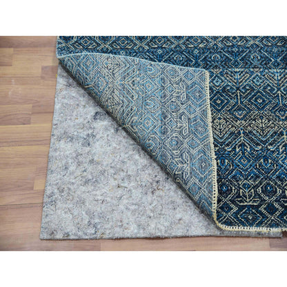 Modern and Contemporary Wool Hand Knotted Rug Blue No Border 3.0X5.0 -O076015