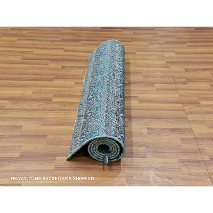 Modern and Contemporary Wool Hand Knotted Rug Blue No Border 3.0X5.0 -O076015