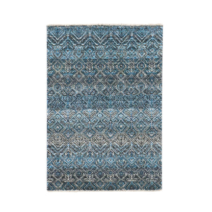 Modern and Contemporary Wool Hand Knotted Rug Blue No Border 2.1X3.1 -O076016