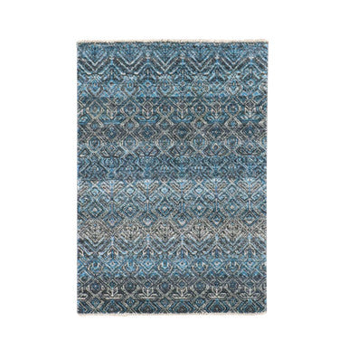Modern and Contemporary Wool Hand Knotted Rug Blue No Border 2.1X3.1 -O076016