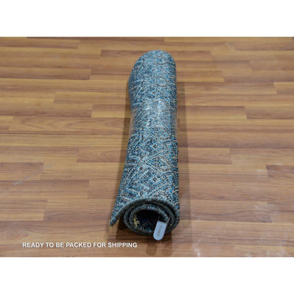 Modern and Contemporary Wool Hand Knotted Rug Blue No Border 2.1X3.1 -O076016