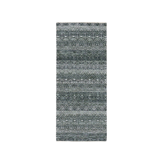 Modern and Contemporary Wool Hand Knotted Rug Grey No Border 2.6X6.0 -O076018