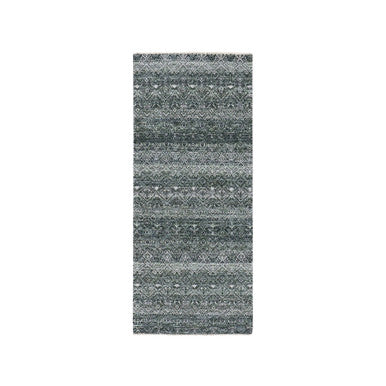 Modern and Contemporary Wool Hand Knotted Rug Grey No Border 2.6X6.0 -O076018
