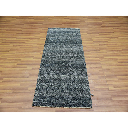 Modern and Contemporary Wool Hand Knotted Rug Grey No Border 2.6X6.0 -O076018