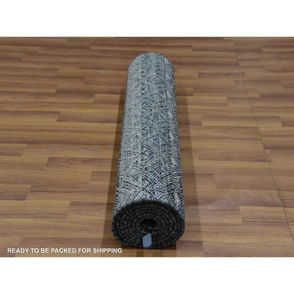 Modern and Contemporary Wool Hand Knotted Rug Grey No Border 2.7X8.0 -O076020