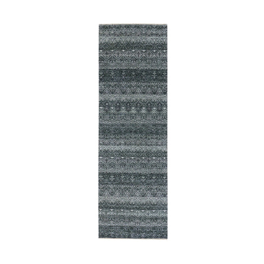 Modern and Contemporary Wool Hand Knotted Rug Grey No Border 2.7X8.0 -O076021