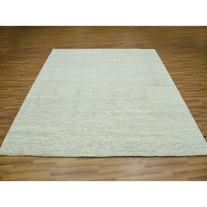 Modern and Contemporary Wool Hand Knotted Rug Ivory No Border 7.11X8.0 -O076023