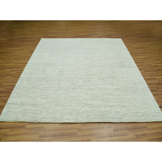 Modern and Contemporary Wool Hand Knotted Rug Ivory No Border 7.11X8.0 -O076023