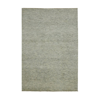 Modern and Contemporary Wool Hand Knotted Rug Ivory No Border 6.0X9.0 -O076025