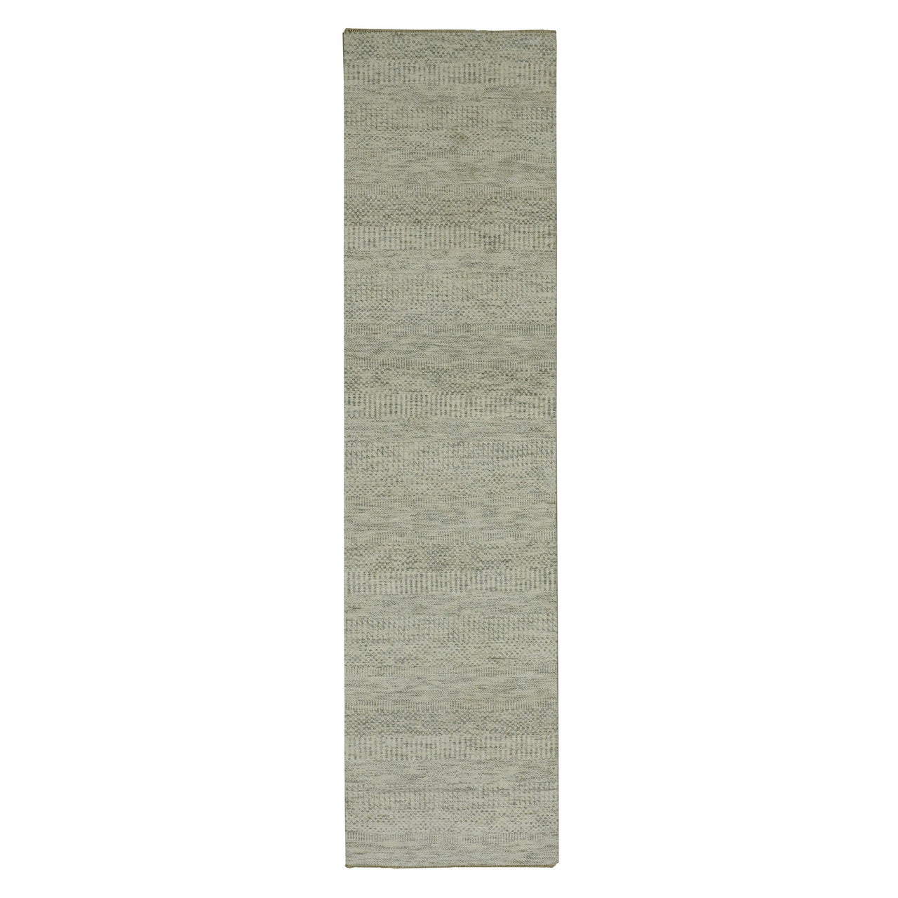 Ivory 2'7" x 10'1" Modern and Contemporary Hand knotted Wool Rug - Sku: O076027