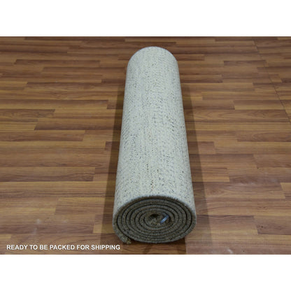 Modern and Contemporary Wool Hand Knotted Rug Ivory No Border 2.7X10.1 -O076027