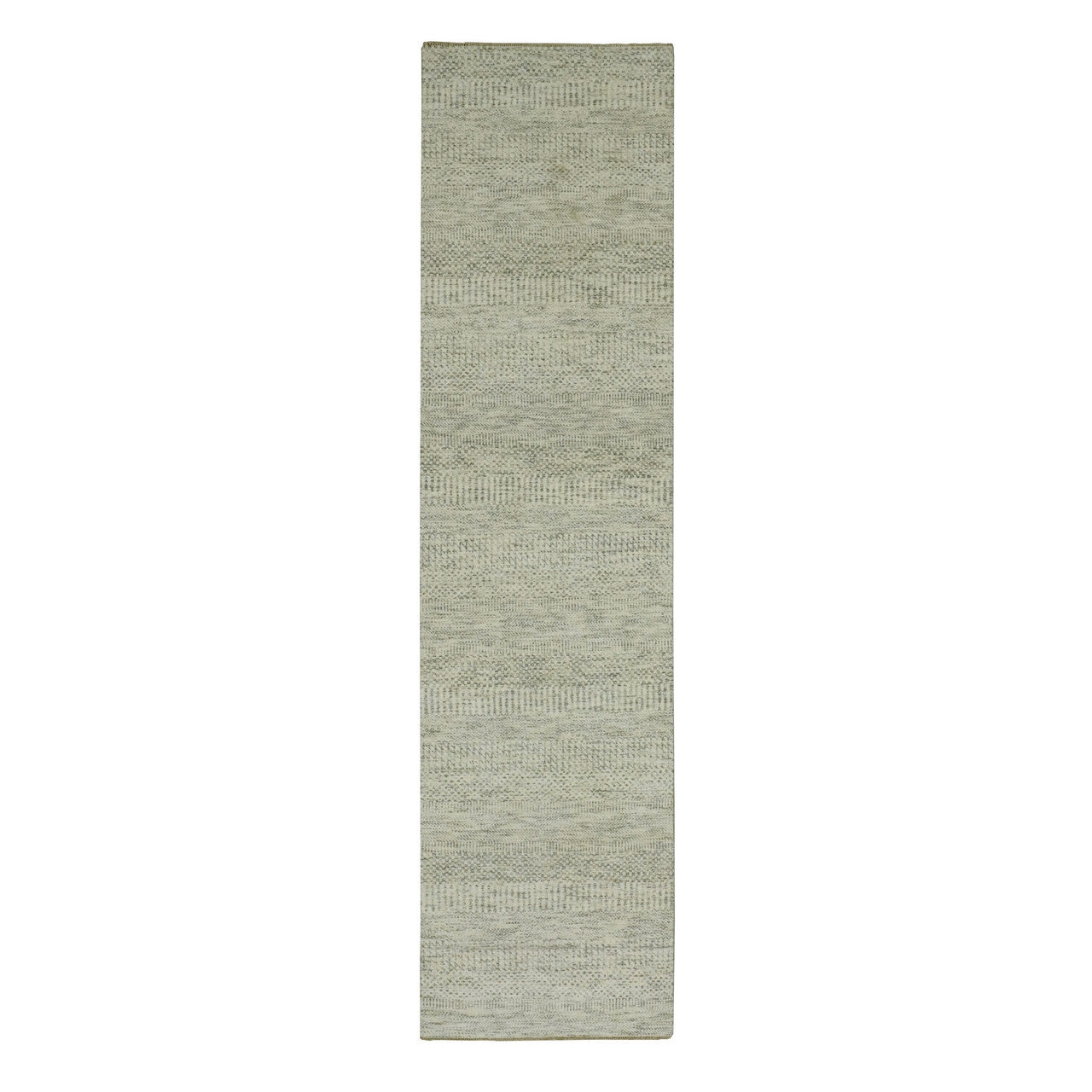 Ivory 2'6" x 10'1" Modern and Contemporary Hand knotted Wool Rug - Sku: O076028