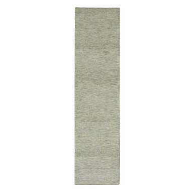 Modern and Contemporary Wool Hand Knotted Rug Ivory No Border 2.6X10.1 -O076028