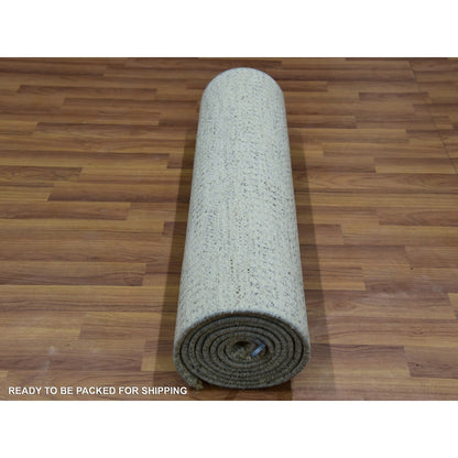 Modern and Contemporary Wool Hand Knotted Rug Ivory No Border 2.6X10.1 -O076028