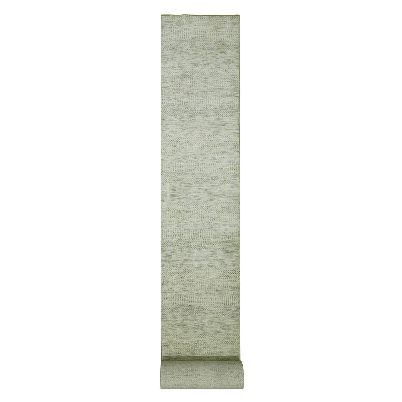 Ivory 2'6" x 29'9" Modern and Contemporary Hand knotted Wool Rug - Sku: O076030