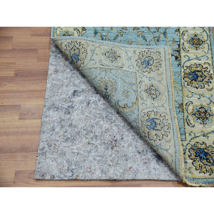 Oushak And Peshawar Wool Hand Knotted Rug Blue Beige 2.6X14.0 -O076033