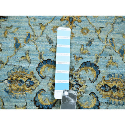 Oushak And Peshawar Wool Hand Knotted Rug Blue Beige 2.6X14.0 -O076033