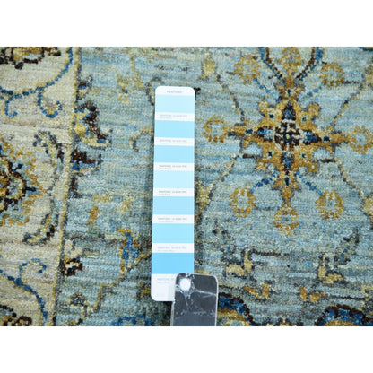 Oushak And Peshawar Wool Hand Knotted Rug Blue Beige 2.6X12.0 -O076035