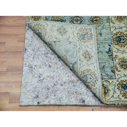 Oushak And Peshawar Wool Hand Knotted Rug Blue Beige 2.6X22.0 -O076036