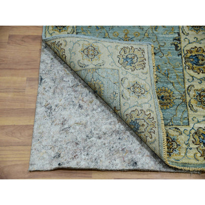 Oushak And Peshawar Wool Hand Knotted Rug Blue Beige 2.6X25.8 -O076037