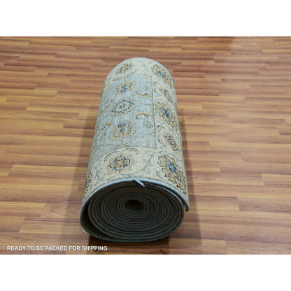 Oushak And Peshawar Wool Hand Knotted Rug Blue Beige 2.6X25.8 -O076037