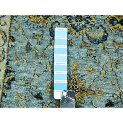 Oushak And Peshawar Wool Hand Knotted Rug Blue Beige 2.9X24.3 -O076038