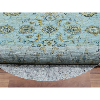 Oushak And Peshawar Wool Hand Knotted Rug Blue Beige 8.11X9.1 -O076041