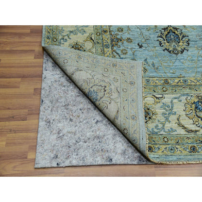 Oushak And Peshawar Wool Hand Knotted Rug Blue Beige 8.11X12.0 -O076042