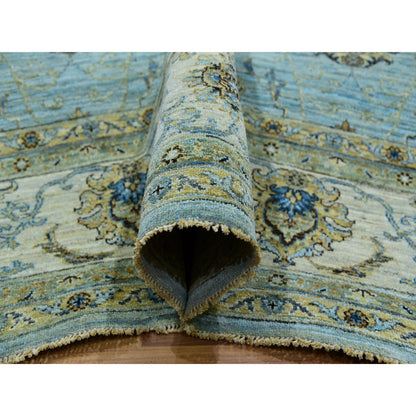 Oushak And Peshawar Wool Hand Knotted Rug Blue Beige 8.11X12.0 -O076042