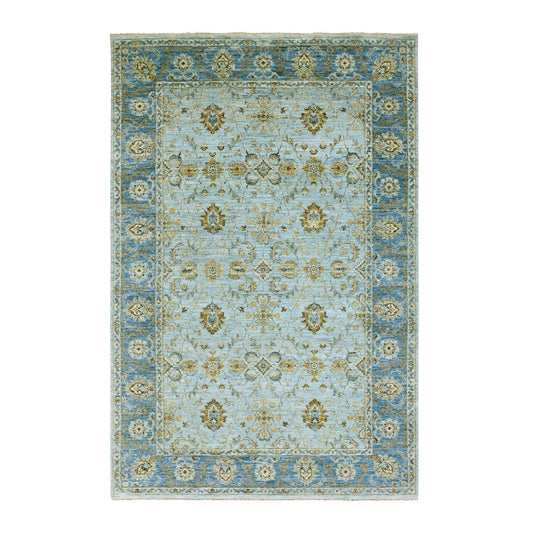 Oushak And Peshawar Wool Hand Knotted Rug Blue Blue 6.1X9.3 -O076045