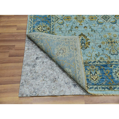 Oushak And Peshawar Wool Hand Knotted Rug Blue Blue 6.1X9.3 -O076045