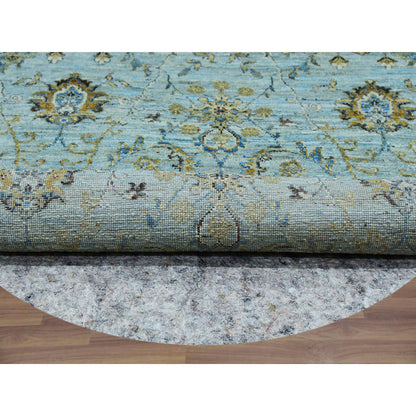 Oushak And Peshawar Wool Hand Knotted Rug Blue Blue 6.0X6.0 -O076046