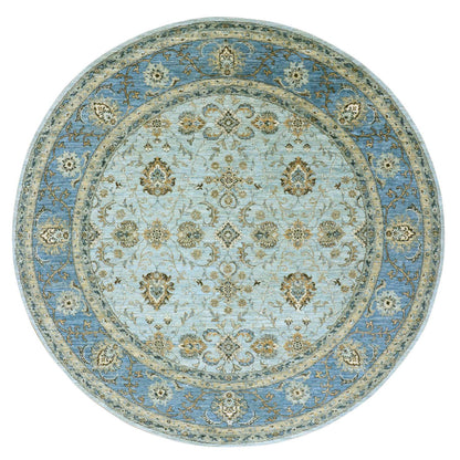 Oushak And Peshawar Wool Hand Knotted Rug Blue Blue 8.1X8.1 -O076047