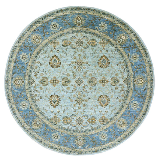 Oushak And Peshawar Wool Hand Knotted Rug Blue Blue 8.1X8.1 -O076047