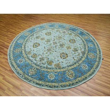Oushak And Peshawar Wool Hand Knotted Rug Blue Blue 8.1X8.1 -O076047