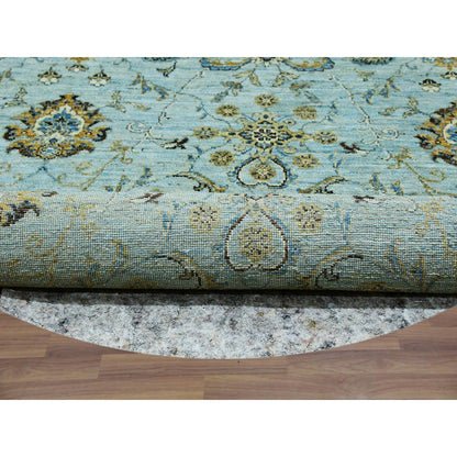 Oushak And Peshawar Wool Hand Knotted Rug Blue Blue 8.1X8.1 -O076047