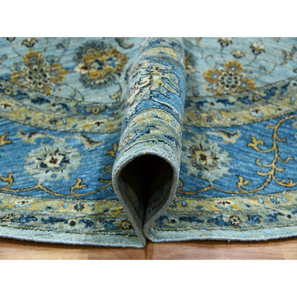 Oushak And Peshawar Wool Hand Knotted Rug Blue Blue 8.1X8.1 -O076047