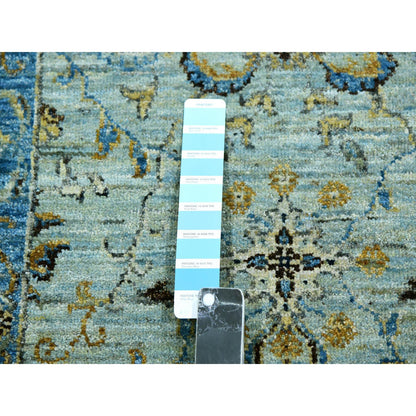Oushak And Peshawar Wool Hand Knotted Rug Blue Blue 2.9X16.1 -O076051