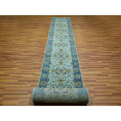 Oushak And Peshawar Wool Hand Knotted Rug Blue Blue 2.8X24.1 -O076053