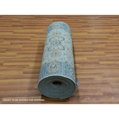 Oushak And Peshawar Wool Hand Knotted Rug Blue Blue 2.8X24.1 -O076053