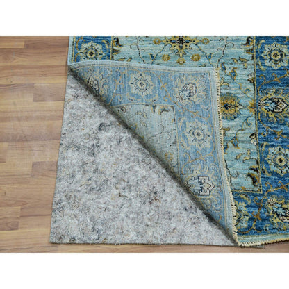 Oushak And Peshawar Wool Hand Knotted Rug Blue Blue 2.8X29.10 -O076054