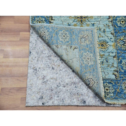 Oushak And Peshawar Wool Hand Knotted Rug Blue Blue 2.7X25.10 -O076055